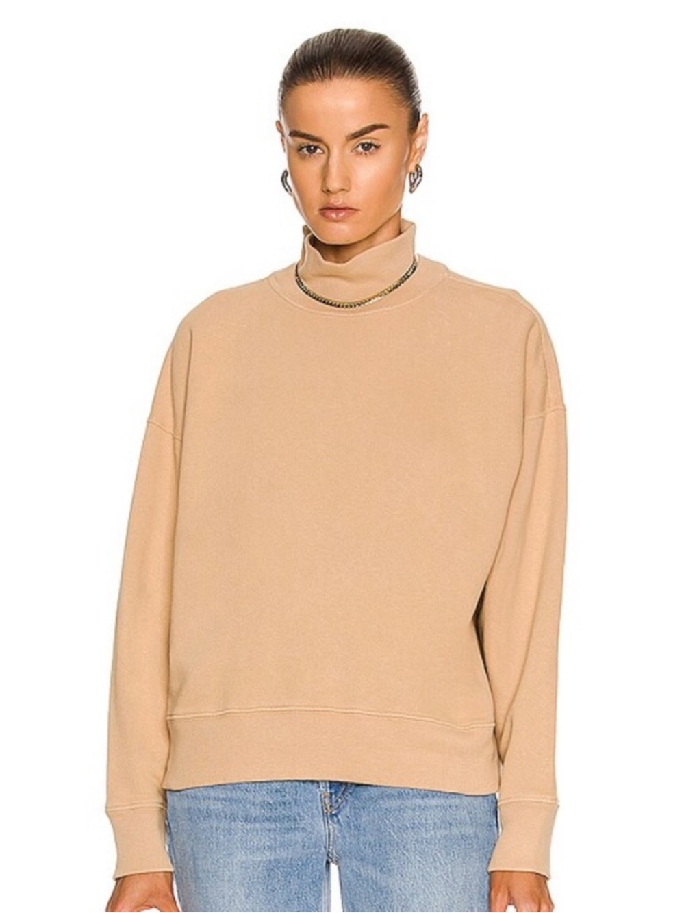 Re/Done Sweatshirt S 80s Mock Neck Camel